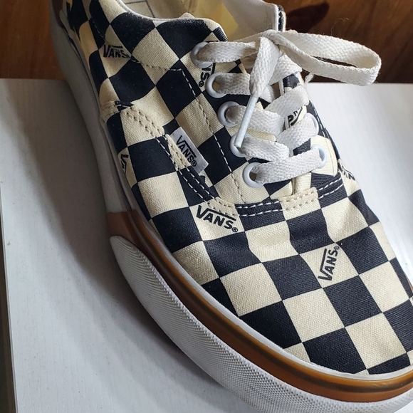 Vans Black and Cream Checkered Shoes - Picture 4 of 5